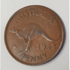 AUSTRALIA 1943 . ONE 1 PENNY . ERROR . BROADSTRUCK